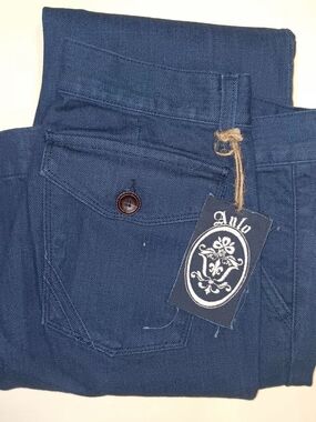 Anlo Women's Navy Flair Jeans with Buttoned Pocket